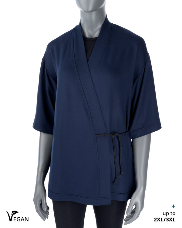 Gender Neutral Night Blue Closed Kimono Cardigan ST - Atelier Odenoir  - Geschlechtsneutrale Kleidung Handmade in Berlin - Gender Neutral Clothing Handmade in Berlin