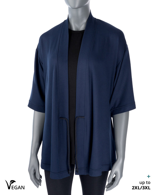 Gender Neutral Night Blue Closed Kimono Cardigan ST - Atelier Odenoir  - Geschlechtsneutrale Kleidung Handmade in Berlin - Gender Neutral Clothing Handmade in Berlin