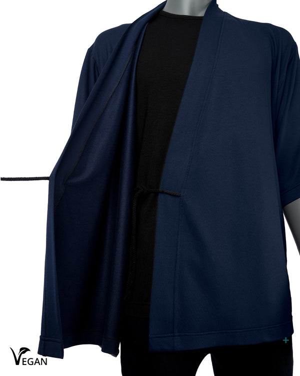 Gender Neutral Night Blue Closed Kimono Cardigan ST - Atelier Odenoir  - Geschlechtsneutrale Kleidung Handmade in Berlin - Gender Neutral Clothing Handmade in Berlin
