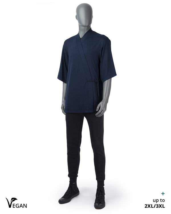 Gender Neutral Night Blue Closed Kimono Cardigan ST - Atelier Odenoir  - Geschlechtsneutrale Kleidung Handmade in Berlin - Gender Neutral Clothing Handmade in Berlin